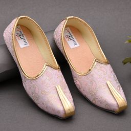 Little Palz Paisley Embroidered Mojaris - Pink-image-4