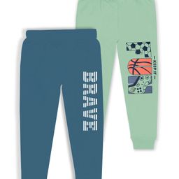 J&JP Cotton Looper Pack Of 2 Typography Printed Track Pants - Ultramarine Blue & Pista Green-image-128