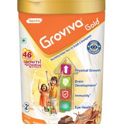 Groviva Gold Milk Protein Powder Chocolate Jar With 46 Nutrients including Growth & Digestive Nutrients - 400g-image-43