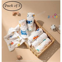 Kidcup baby napkin Printed Color Square Scarf (pack of 3) (Color May Vary)-picture-24