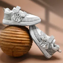 KATS Typography Designed Velcro Closure Striped Shoes - Grey-picture-2