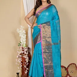 PuJoy Woven Design Handloom Taant Saree-10
