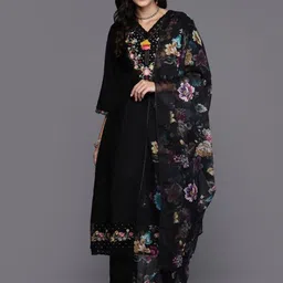DWIZA ENTERPRISE Women Floral Embroidered Regular Kurta with Trousers & With Dupatta-picture-19