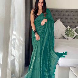 Anouk Striped Pure Cotton Khadi Saree-image-84