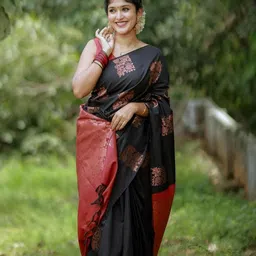 SWEETPEL Ethnic Motifs Woven Design Zari Banarasi Saree-picture-15