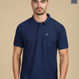 LUX PARKER Men Pack of 2 Anti Odour Solid Polo Collar Cotton T-shirts-image-34
