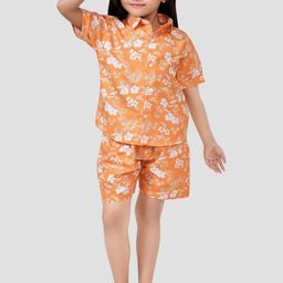 BAESD Girls Printed Pure Cotton Shirt With Shorts Clothing Set-image-85