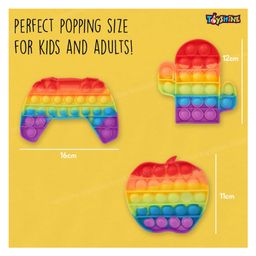 Toyshine Pack of 3 Apple Game Remote and Cactus Fidget Popping Sounds Toy BPA Free Silicone Push Bubbles Toy - Multicolour image 5