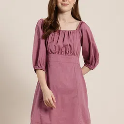 HERE&NOW Smocked Back & Ruched A-Line Mini Dress-image-2