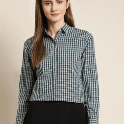 Hancock Navy & White Cotton Checks Shirt-image-59