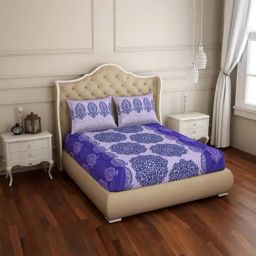 Spaces Atrium Blue Cotton 144 TC Bed Sheet Set-image-49