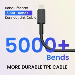 Portronics Konnect Link USB to 8PIN Fast Charging Cable with iOS Compatibility & 1M Length (Black) image 3