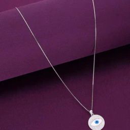 Kai Jewel Sterling Silver Stylish Diamond Studded Evil Eye Pendant With Chain-image-9
