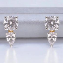 crash.club By CKC Elegant Two-Stone Drop Earrings in Gold-Tone-image-76