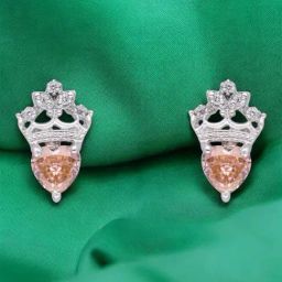 crash.club By CKC Crown Stud Earrings with Pink Heart Stones-image-50