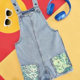 Pantaloons Junior Blue Cotton Embellished Dungaree-image-42