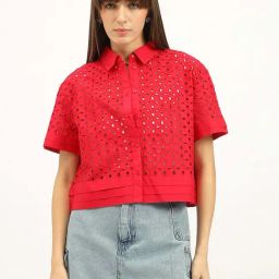 United Colors Of Benetton Red Pure Cotton Regular Fit Embroidered Shirt-picture-18