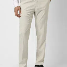 Van Heusen Beige Slim Fit Trousers-picture-1