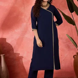 Sangria Women Solid Kurta with Trousers-picture-18