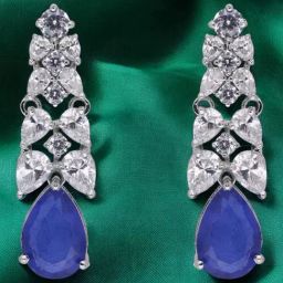 crash.club By CKC Sterling Silver Sapphire & Diamond-Inspired Drop Earrings-image-52