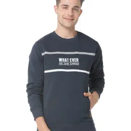 Campus Sutra Blue Round Neck Sweatshirt-picture-4