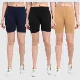 Gracit Navy & Black Cotton Sports Shorts - Pack Of 3-image-26