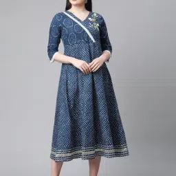Sringam Blue Printed V-Neck Kurta-picture-11