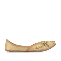 Desi Colour Women's Golden Ethnic Juttis-image-1