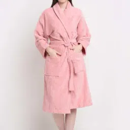 Creeva Luxury Pink Cotton 400 GSM Large Bathrobe-75
