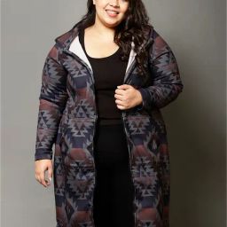 Amydus Grey Fleece Printed Jacket Dress-40