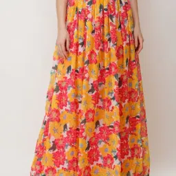 Cation Yellow Floral Pattern Maxi Skirt-image-43