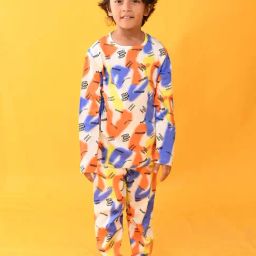 Anthrilo Kids White Printed Full Sleeves T-Shirt with Pyjamas-image-59