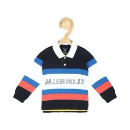 allen solly junior Allen Solly Kids Multicolor Color Block Full Sleeves Polo T-Shirt-picture-3