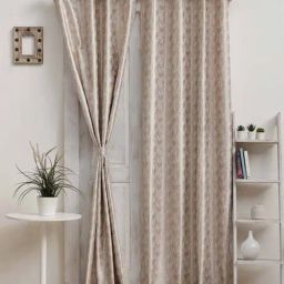 Ariana Wave Beige Polyester 7ft Door Eyelet Curtain-image-11