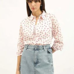 United Colors Of Benetton Off White Pure Cotton Regular Fit Floral Print Shirt-picture-44