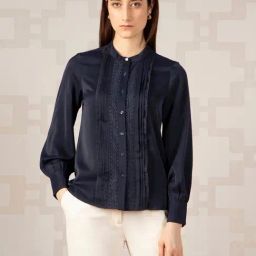 Van Heusen Navy Polyester Lace Shirt-image-12
