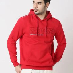 Spykar Red Regular Fit Printed Hooded Sweatshirt-30