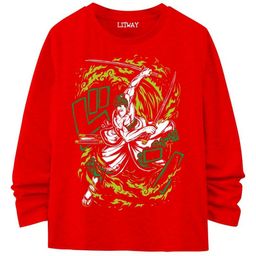 LITWAY Boys Printed Raw Edge T-shirt-image-79
