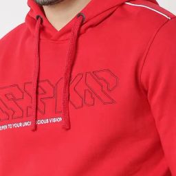 Spykar Red Regular Fit Printed Hooded Sweatshirt image 5
