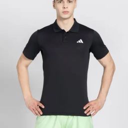 adidas Black Slim Fit Tennis Freelift Polo T-Shirt-image-29