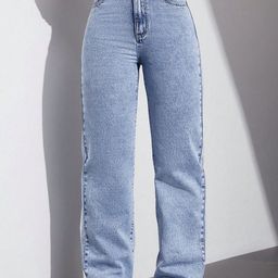 DressBerry Women Comfort Straight Fit High-Rise Light Fade Acid Wash Stretchable Jeans-image-82