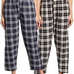 Kryptic Navy & Black Cotton Checks Lounge Pants (Pack Of 2)-picture-44
