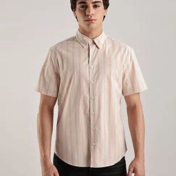 Calvin Klein Moonbeam Striped Regular Fit Poplin Woven Shirt-image-114
