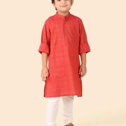 Fabindia Boys Coral Cotton Printed Full Sleeves Kurta Long-image-81