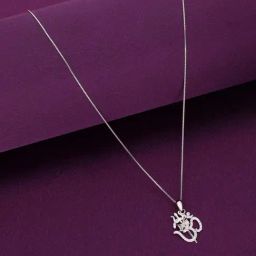 Kai Jewel Sterling Silver Zircon Studded Om & Trishul Pendant With Chain-picture-42