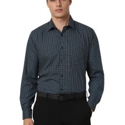 Van Heusen Black Cotton Regular fit Checks Shirts-image-50
