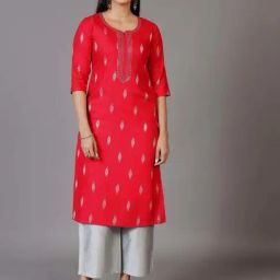 Libas Pink Straight Fit Printed Kurtas-image-83