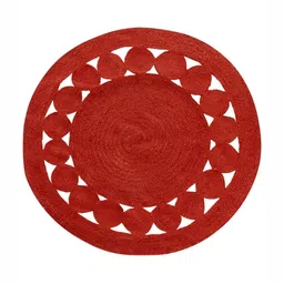 Art Avenue Peony Red Circular Shaped Hemp Carpet-image-50