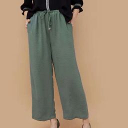 Fame Forever by Lifestyle Green Plain Flared Pants-picture-44