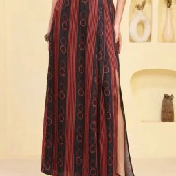 First Resort By Ramola Bachchan Black And Red Embroidery Mid Rise Fitted Maxi Skirt-image-59